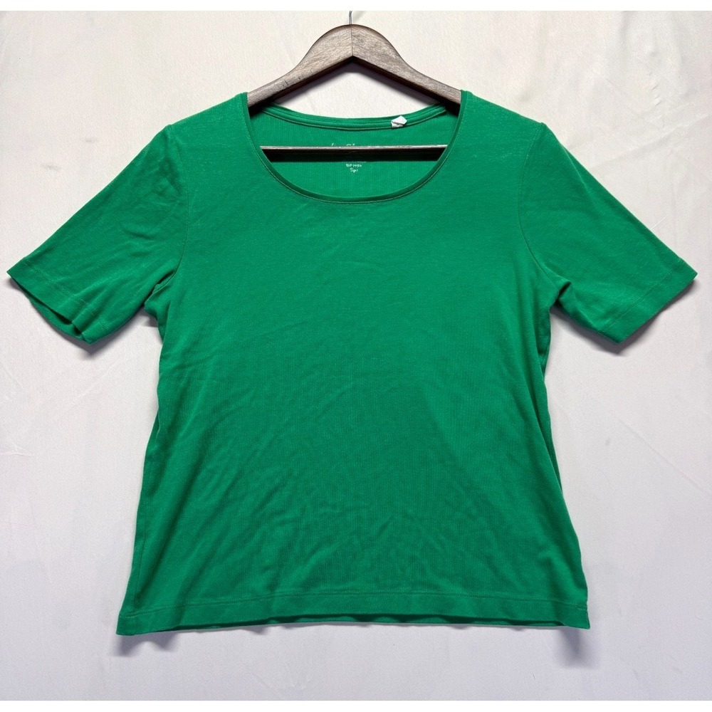 Chico's Ultimate Crop T Shirt Womens 1 Green Short Sleeve Round Neck Casual Wear
